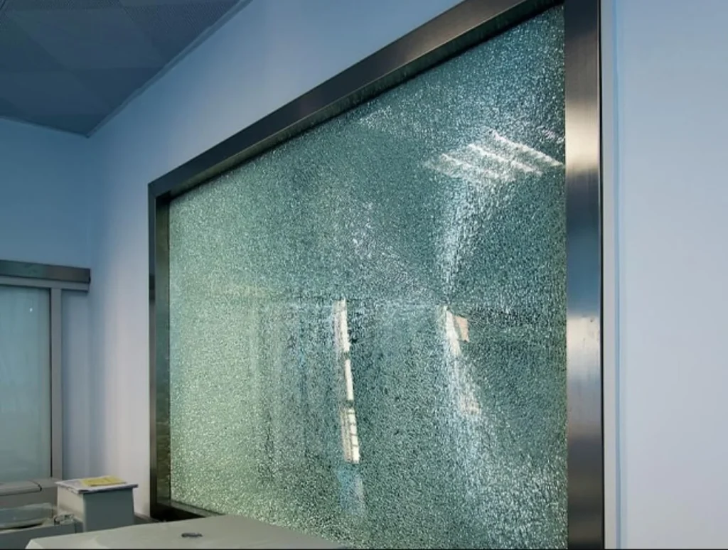 شیشه سکوریت به صورت پنجره ای در نمای داخلی ساختمان