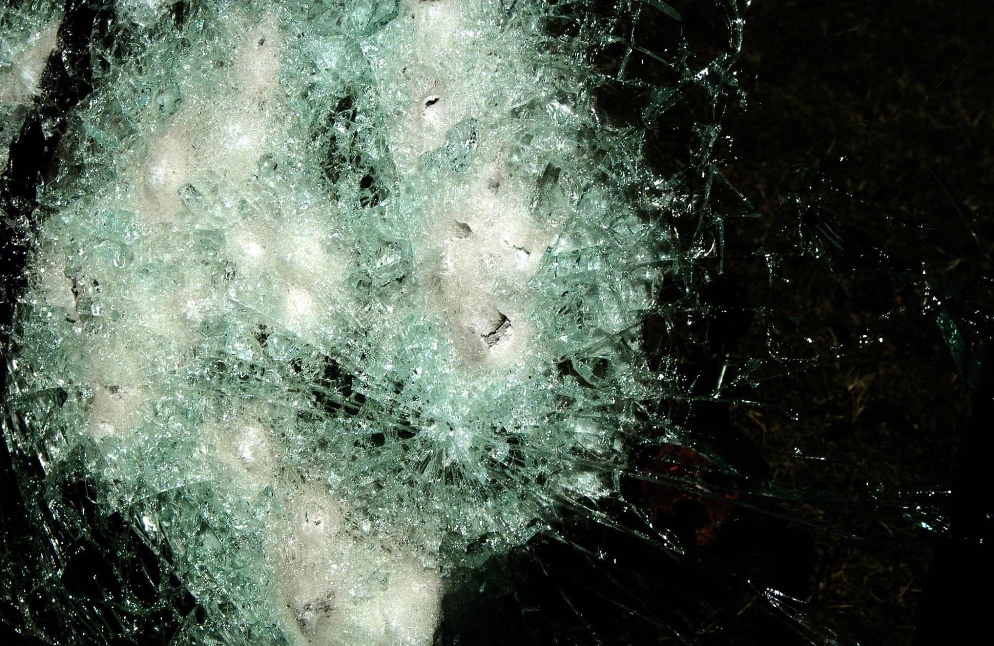 shattered bulletproof glass