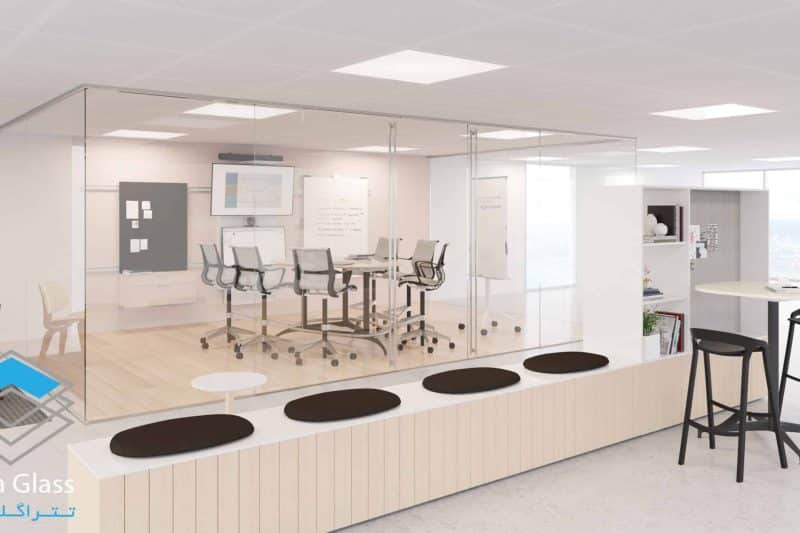 پارتیشن اداری تک جداره با فریم آلومینیومی
